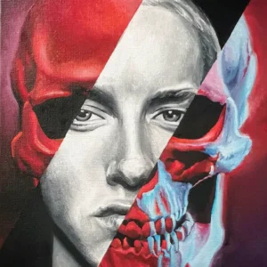 James Yvrande artiste peintre réaliste contemporain tableau Eminem skull